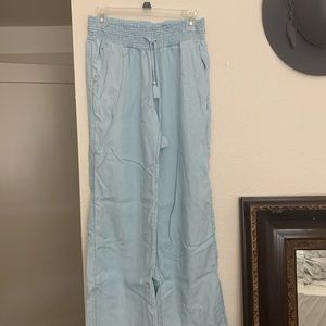 Light blue Aerie linen lounge wear pants